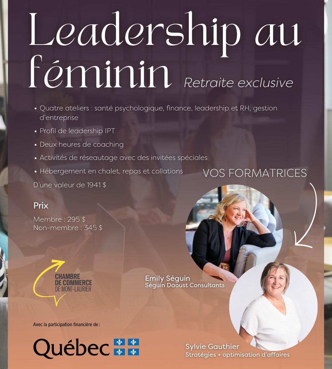 LE LEADERSHIP AU FÉMININ – Séjour pour femmes entrepreneures style « boot camp »